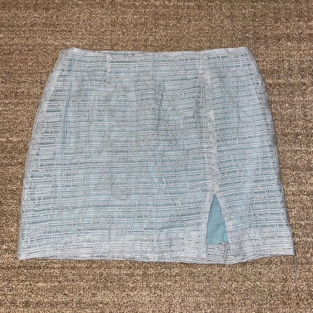 J.O.A. Light Blue Patterned Mini Skirt